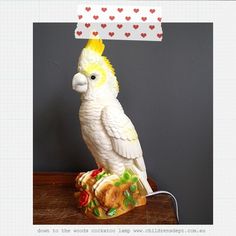 a white cockatoo sitting on top of a piece of bread