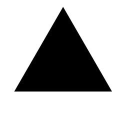 a black triangle on a white background