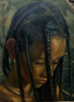 a painting of a woman with braids on her head