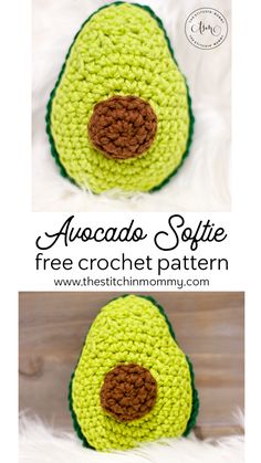 an avocado crochet pattern is shown with the text above it