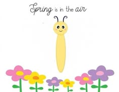 a card with an image of a bug in the middle of flowers and saying spring is in the air