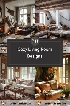 cozy living room designs with text overlay