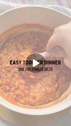 a person is spooning some food into a large bowl with the words easy toolr dinner on it