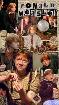 collage of harry potter and ronald weasley characters from the movie