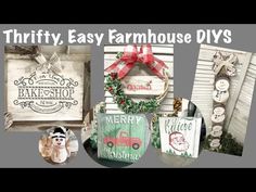 the words thrift easy farmhouse house diys are displayed