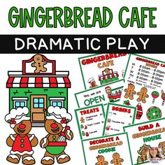 gingerbread cafe dramatic play for kids to learn how to make gingerbreads and other treats