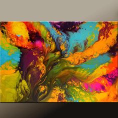 an abstract painting with bright colors