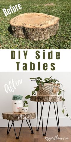 diy side tables made out of tree stumps