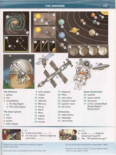 an image of the planets and their names in a book with pictures on it that are labeled