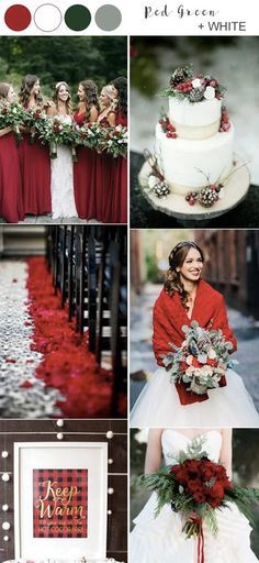 red and green wedding color palettes