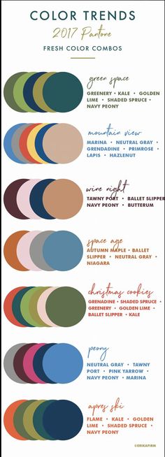 the color guide for colors from 2011 to 2013