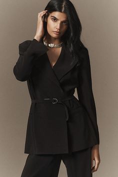 You can count on Norma Kamali to deliver a style-forward double-breasted jacket with its welt pockets, shoulder pads, and shawl lapel. Classic Double-Breasted Jacket by Norma Kamali in Black, Size: XS, Polyester/Elastane Long Sleeve Outerwear, Norma Kamali, Double Breasted Jacket, Double Breasted Blazer, Long Sleeves Jacket, 50 Fashion, Black Blazers, Black Fits, Welt Pockets