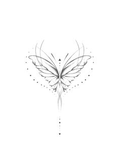 a white butterfly tattoo design on the back of a woman's shoulder and chest