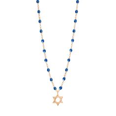 Gigi Clozeau - Star of David Necklace, Sapphire, Rose Gold, 16.5 Necklace Sapphire, Star Of David Necklace, Resin Beads, Star Of David, Gold Star, Gold Stars, Or Rose, Sapphire, Beaded Necklace