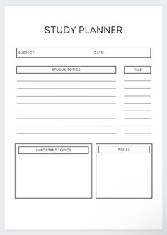 a study planner is shown on a piece of paper