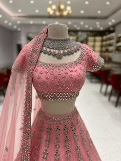 Wedding Dola Silk Lehenga, Dola Silk Lehenga For Wedding, Pink Kundan Choli For Wedding, Wedding Embellished Sets For Diwali, Embellished Wedding Sets For Diwali, Jaggo Lengha, Embellished Party Wear Sets For Weddings, Embellished Saree Set For Wedding, Wedding Party Wear Sharara With Mirror Work