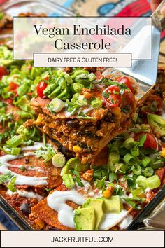 vegan enchilada casserole with dairy free and glutenfree