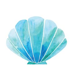 a watercolor painting of a blue shell