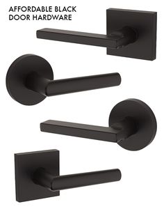 an image of black door hardware set on white background with text that reads,'affordable black door hardware '