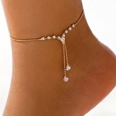 Elegant Gold Toned Anklet With Simulated Diamonds. The Anklet Also Features Two Ball Chain Tassels With Dangling Simulated Diamonds. Approx. 7.5” In Length With A 1.75” Extension Also Available In Silver Toned See My Other Listings For More Jewelry. Bundle And Save On Shipping. #A37 Elegant Anklets With Adjustable Chain For Festivals, Adjustable Elegant Dangle Anklets, Elegant Adjustable Dangle Anklets, Dangle Anklets For Parties, Game Of Thrones Necklace, Costume Rings, Long Necklace Boho, Spoon Bracelet, Snap Jewelry