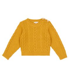 Louise Misha’s Aliou cable-knit sweater is handknitted from non-itchy material in ochre yellow. Like the grown-up version, this fisherman’s silhouette has a timeless design with buttoned shoulder details. Ochre Yellow, Louise Misha, Yellow Shop, Boys Sweaters, Cable Knit Sweater, Grown Up, Boy's Clothing, Designer Brands, Cable Knit