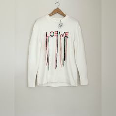 Bought At Loewe New With Tags Same Day Shipping Designer White Sweater, Designer White Long Sleeve Sweater, Designer White Winter Sweater, Asymmetrical Sweater, Sweater Hat, Black Knit Sweater, Jersey Sweatshirt, Sweater Brands, Workout Sweatshirt