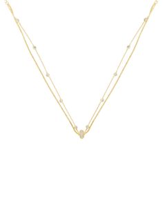 A delicate layering necklace with the perfect amount of sparkle and shine. Gold Crystal Necklaces With Delicate Chain, Elegant Double Chain Pendant Necklace, Delicate Crystal Necklace With Adjustable Chain, Elegant Pendant Necklace With Double Chain, Adjustable Delicate Crystal Necklace With Delicate Chain, Dainty Faceted Crystal Necklace With Adjustable Chain, Elegant Gold-plated Crystal Necklace With Adjustable Chain, Necklace Online, I Love Jewelry