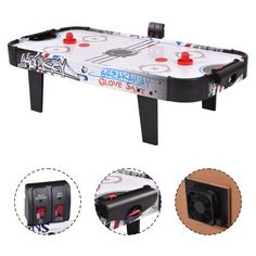 an air hockey table is shown with three different controls and instructions to use it for the game