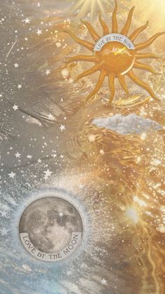 the sun and moon are depicted in this painting