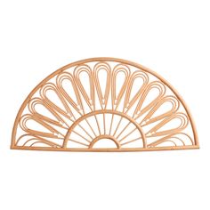 a wooden fan shaped object on a white background