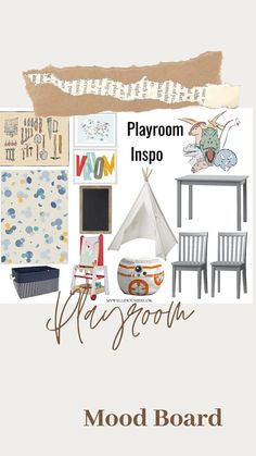 mood board for the playroom