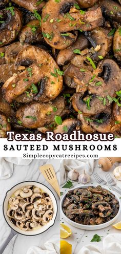 the texas roadhouse sauteed mushrooms are ready to be eaten and served for dinner