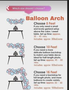 an info sheet for balloon arch with instructions to make it look like they have balloons on them