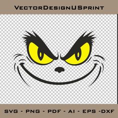 the grin face with yellow eyes and black eyebrows is on a transparent background, it looks like