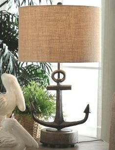 Rustic Anchor Table Lamp - Nautical Luxuries Beach Light Fixtures, Nautical Core, Coastal Lamps, House By The Water, Edison Table Lamp, Coastal Lamp, Nautical Room, Anchor Decor, Beach Themed Bedroom