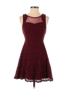 American Rag Cie Cocktail Dress Size: Small Burgundy Dresses - used. No Fabric Content, Fit & Flare, Scoop Neck, Hearts, Short, Sleeveless | American Rag Cie Cocktail Dress - Fit & Flare: Burgundy Hearts Dresses - Used - Size Small Burgundy Cocktail Dress, Burgundy Dresses, Heart Dress, Burgundy Dress, American Rag, Fit & Flare, Graduation Dress, Sleeveless Formal Dress, Sleeveless Dress