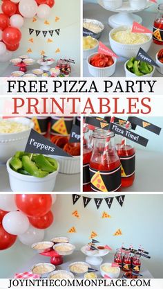 free pizza party printables for kids and adults are perfect for any birthday or special occasion