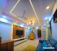 living room interior ideas, interior design decor of a living room of a 2bhk home in Mumbai Pop Ceiling Ideas, Ceiling Design Pop, Interior Ceiling Design, Pop False Ceiling Design, House Balcony Design