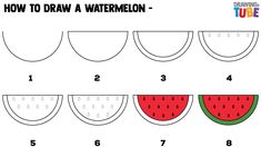 how to draw a watermelon - step by step instructions for children and beginners