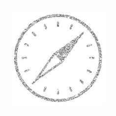 a white clock with silver hands and numbers in the middle, on a white background