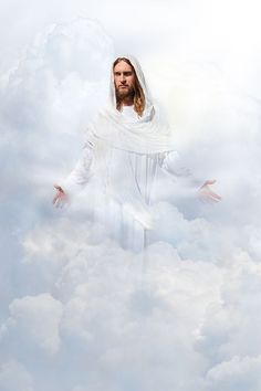 jesus in the clouds with his arms outstretched