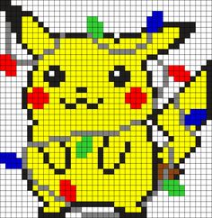 a cross stitch pattern of a pikachu