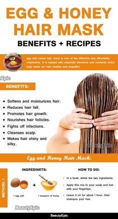 Egg And Honey Hair Mask, Egg Hair Mask, Honey Hair Mask, Egg For Hair, Best Hair Mask, Hair Mask For Growth, Long Healthy Hair, Homemade Hair Products