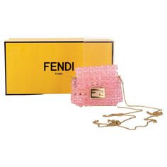 Fendi AirPods holder/necklace pico baguette in pink plastic beads with gold hardware and a 22,5 inch adjustable and detachable strap, with box and original dustcover. Fendi Pink, Pink Plastic, Fendi Baguette, Pink Beads, Plastic Beads, Small Accessories, Pink Bag, Designer Bags, Fashion Handbags