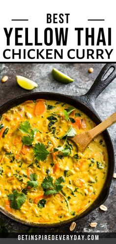 the best yellow thai chicken curry in a skillet