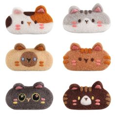 four different types of cat and mouse head covers on top of each other in various colors