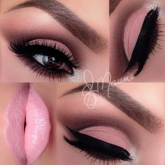 Light Beat Makeup, Light Pink Tips, Rosa Make-up, Pink Eye Makeup Looks, Maquillage Yeux Cut Crease, Pink Lips Makeup, Pink Tips, Make Up Gold, Pink Eye Makeup