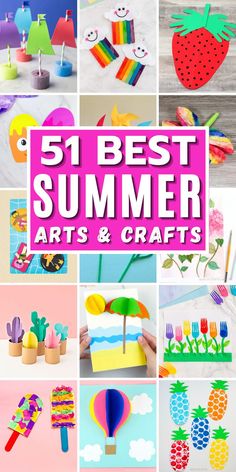 Check out these summer arts and crafts ideas that are perfect for preschoolers and kids. From outdoor painting ideas to ocean crafts, flower crafts, beach crafts, nature crafts other paper crafts, and popsicle stick crafts, these summer crafts will keep your little ones busy. Whether you’re looking for indoor or outdoor activities, these summer camp crafts are sure to delight and entertain your children all summer long. So let’s get ready to try these summer camp activities. Art For Summer Camp, School Age Crafts Daycare, Easy Summer Crafts, Summer School Crafts, Summer Crafts For Toddlers, Crafts Nature, Summer Preschool Crafts, June Crafts, Summer Arts And Crafts