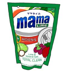 a bag of mamma limes with fruit on the side and an orange in the background