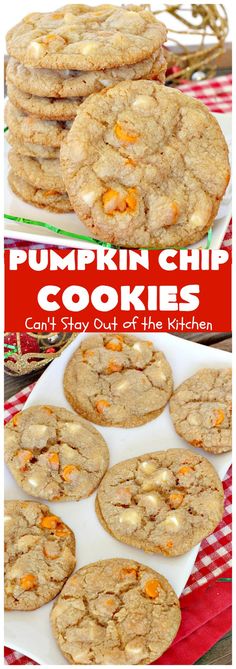 pumpkin chip cookies can't stay out of the kitchen and are ready to be eaten